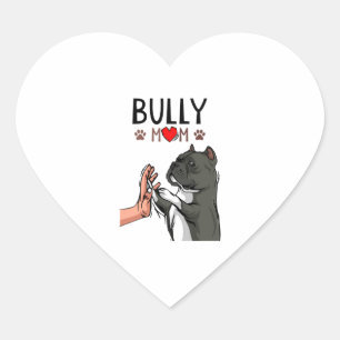Amerikanska Bully Mamma Cute Hund Funny Women Hjärtformat Klistermärke
