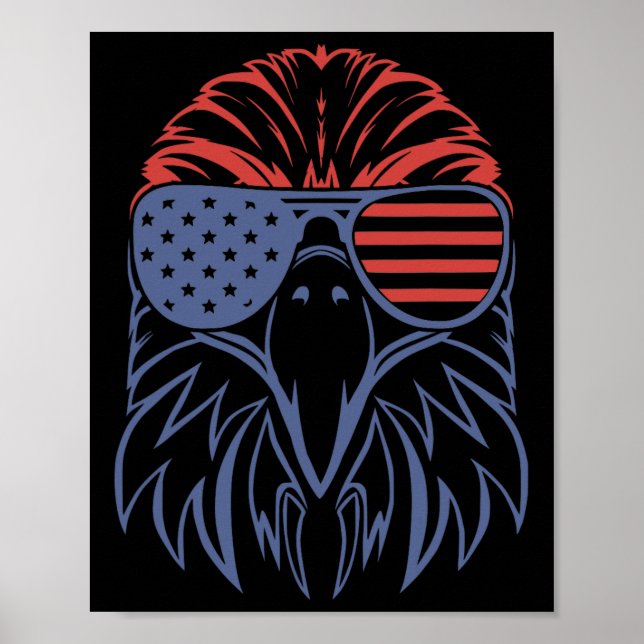 Amerikanska byld Eagle USA flagga Shirt 4:e juli E Poster (Framsidan)