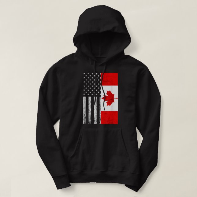 Amerikanska Canadian Vintage Flagga Canadian Roots Hoodie (Design framsida)
