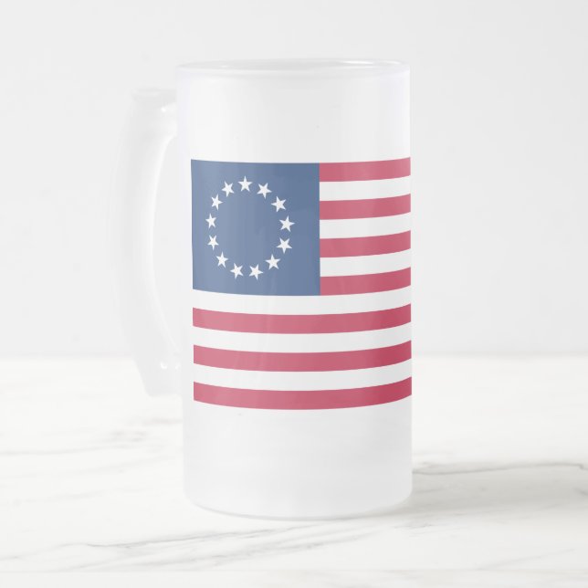 Amerikanska cirkelflaggan av Betsy Ross Frostat Ölglas (Framsida vänster)