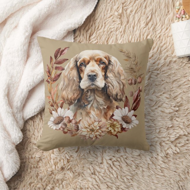 Amerikanska Cocker Spanska Hund Höstkrans Kudde (Filt)