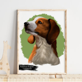 Amerikanska Coonhound Porträtt | Skriv ut Pet Port Poster