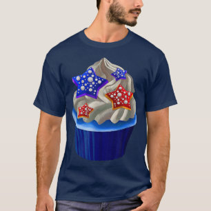 Amerikanska Cupkakan Älskare USA flagga 4 juli Bak T Shirt