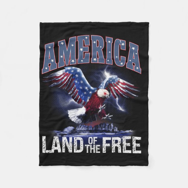 Amerikanska delstaten Fri 4 juli Oberoende Fleecefilt (Framsidan)