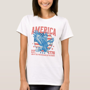 Amerikanska delstaten Fri EST 1776 4 juli T Shirt