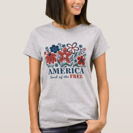 Amerikanska delstaten Fria Blommigten Patriotic T Shirt