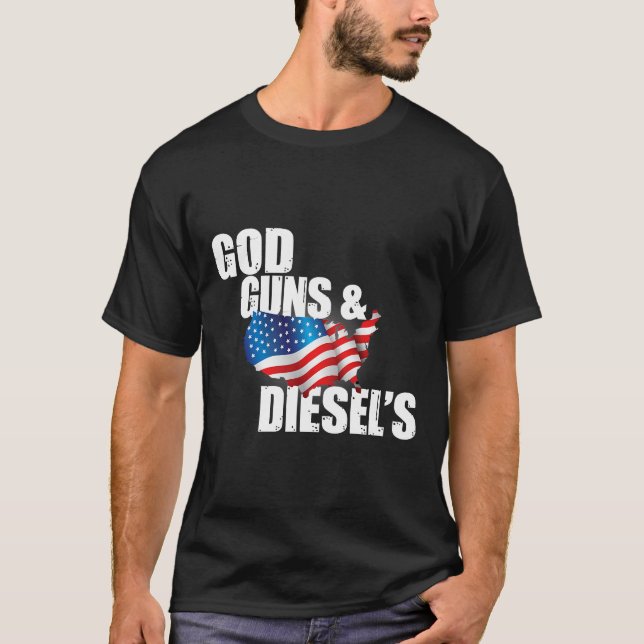 Amerikanska Diesel Lastbil Owners, Gud Guns T-Shir T Shirt (Framsida)