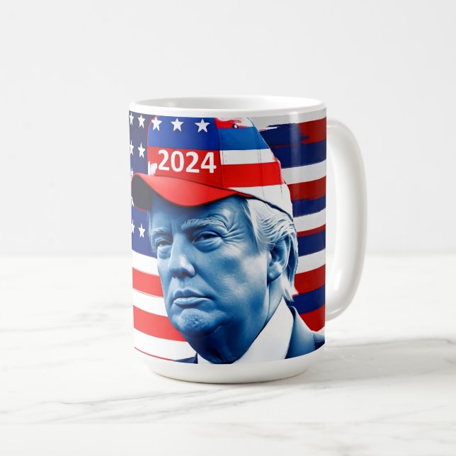 Amerikanska Donald Trump 2024 Flagga Kaffemugg (Framsida höger)