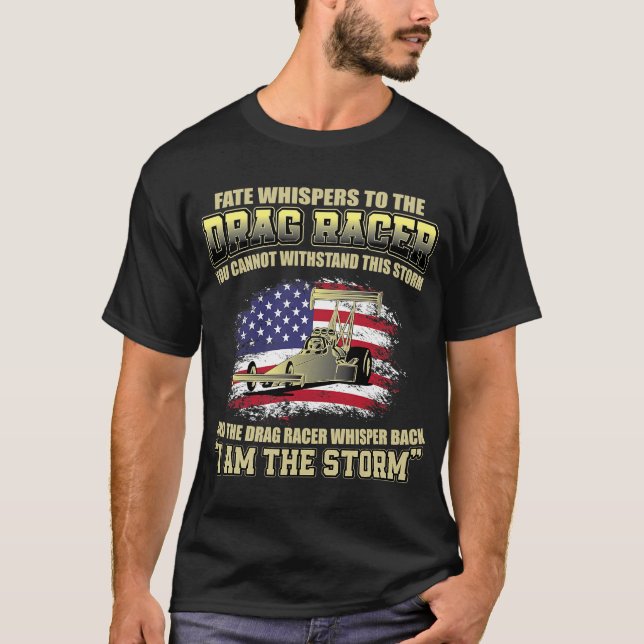 Amerikanska Drag Tävla USA flagga Muscle Car Drags T Shirt (Framsida)