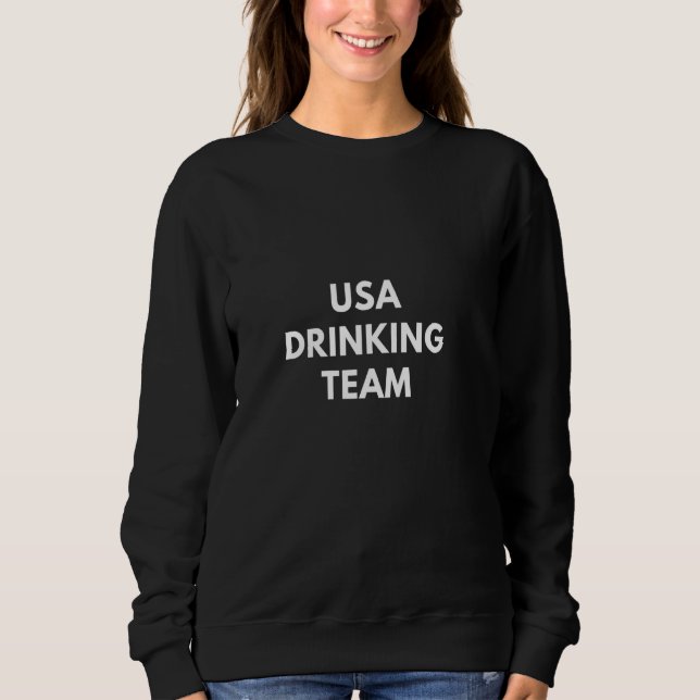Amerikanska DRINKING TEAM lustiga sarkastiska olym T Shirt (Framsida)