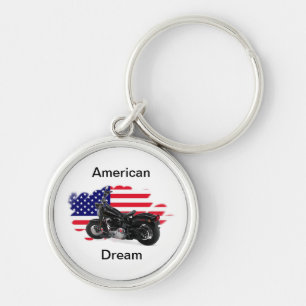 Amerikanska drömmen Keychain Rund Silverfärgad Nyckelring