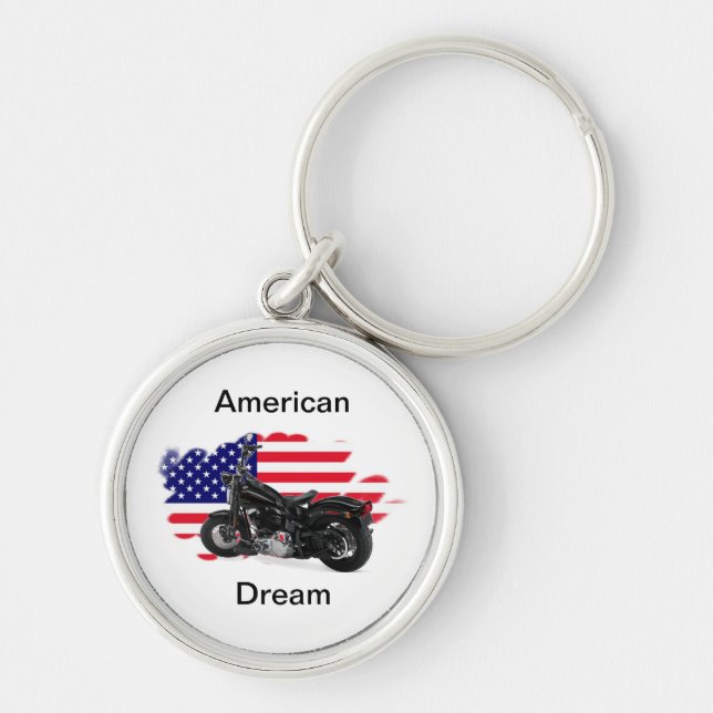 Amerikanska drömmen Keychain Rund Silverfärgad Nyckelring (Framsidan)