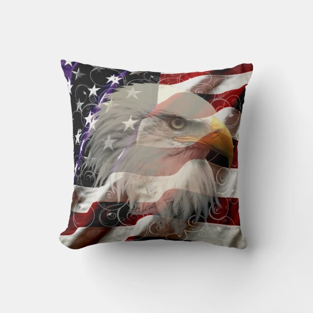 Amerikanska Eagle Flagga Dekorativ kudde (Framsida)