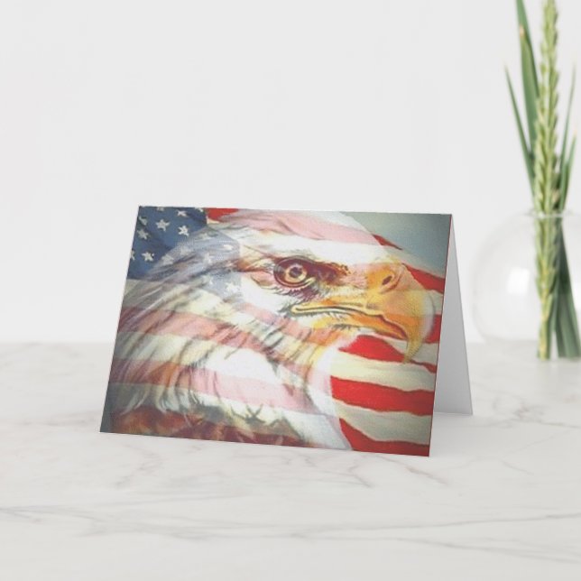 Amerikanska Eagle Flagga Greeting Card Kort (Framsida)