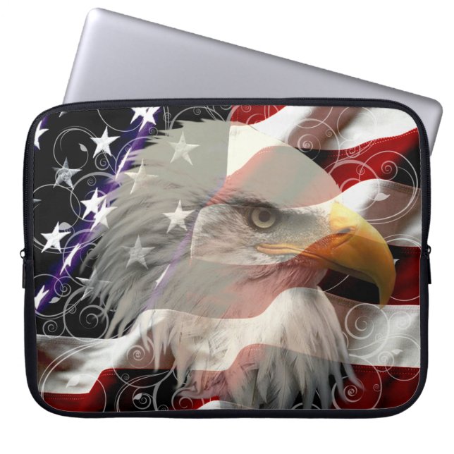 Amerikanska Eagle Flagga Laptop Sleeve (Framsidan)