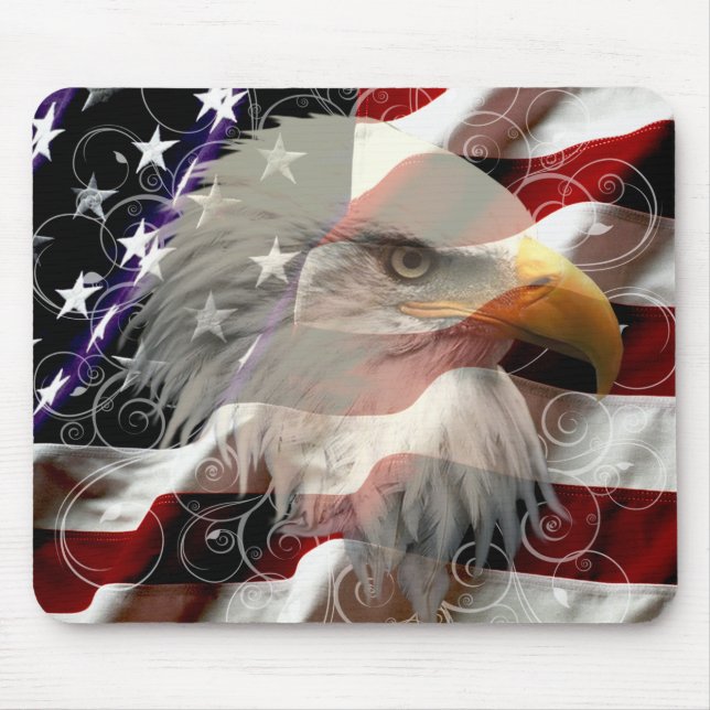 Amerikanska Eagle Flagga Mouse Pad Musmatta (Framsidan)