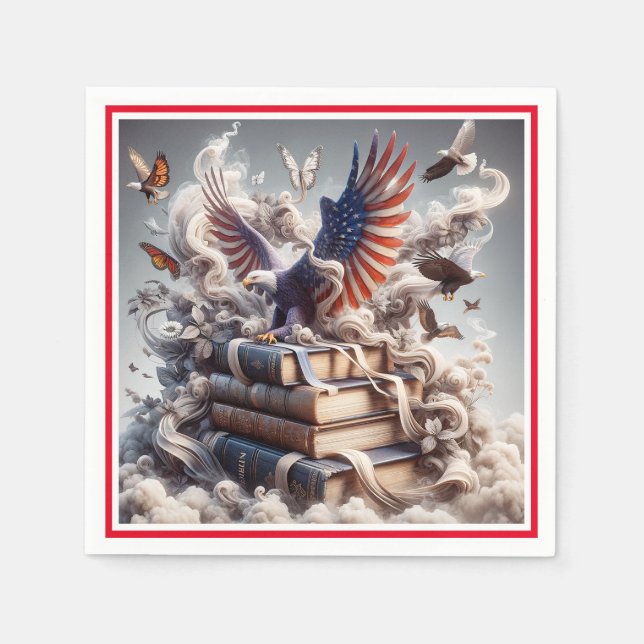 Amerikanska Eagle-historien med röd gräns Pappersservett (Framsidan)