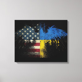 Amerikanska Eagle-Kanvastrycket för ukrainska Flag Canvastryck