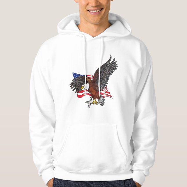 Amerikanska Eagle med Kor Hoodie (Framsida)