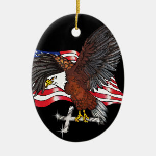 Amerikanska Eagle med Kor Julgransprydnad Keramik