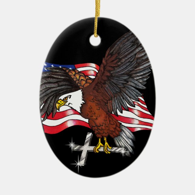 Amerikanska Eagle med Kor Julgransprydnad Keramik (Framsidan)