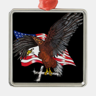 Amerikanska Eagle med Kor Julgransprydnad Metall