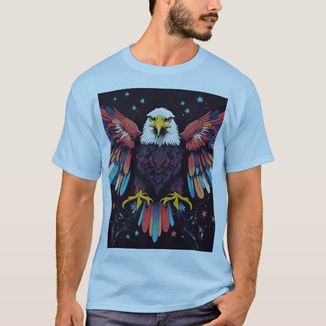 Amerikanska Eagle med patriotiska symboler T Shirt (Framsida)
