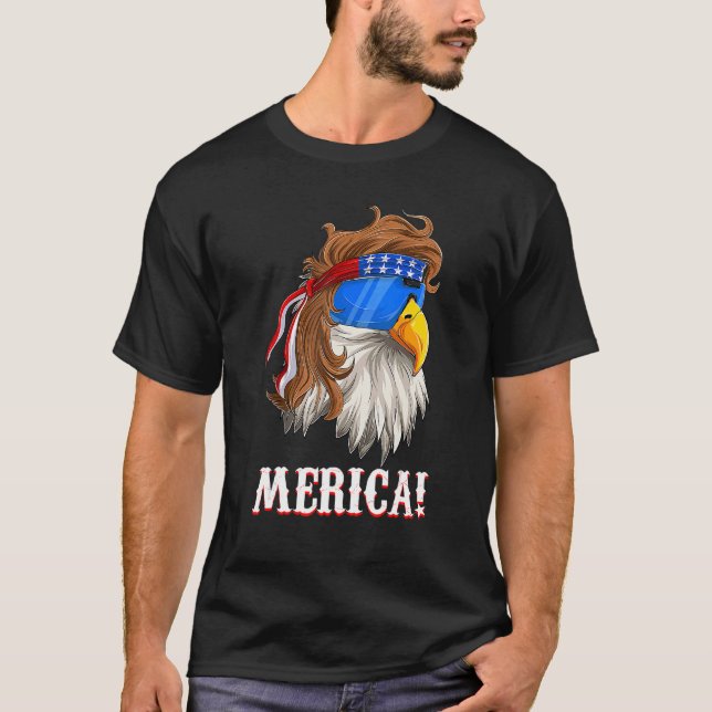 Amerikanska Eagle Mullet Merica 4 juli USA F T Shirt (Framsida)