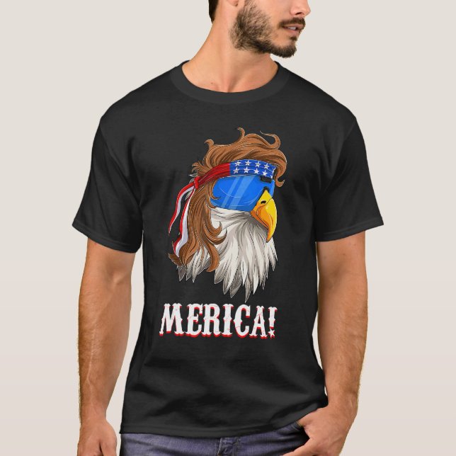 Amerikanska Eagle Mullet Merica 4 juli USA F T Shirt (Framsida)