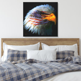 Amerikanska Eagle och amerikanska Flagga Canvastryck