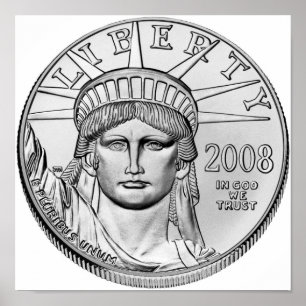 Amerikanska Eagle Platinum Reverse Proof Mynt Poster