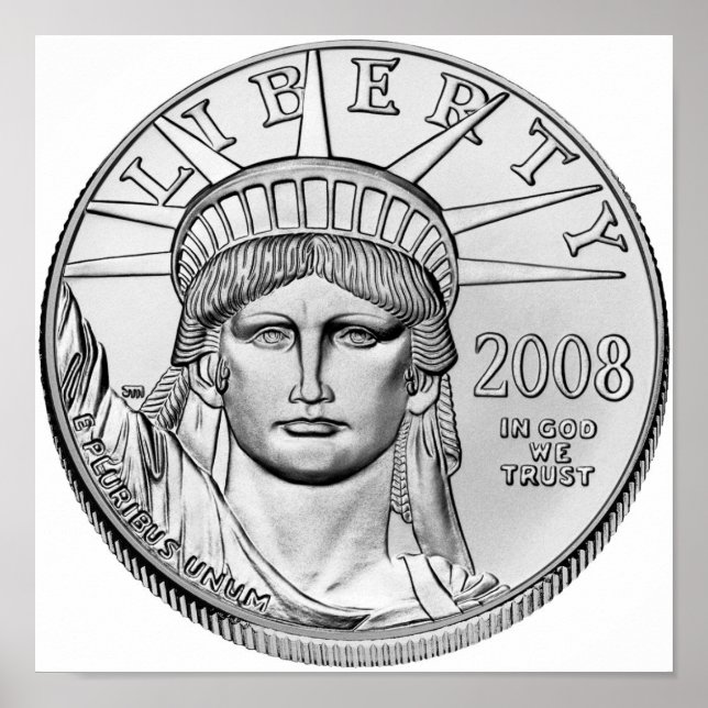Amerikanska Eagle Platinum Reverse Proof Mynt Poster (Framsidan)