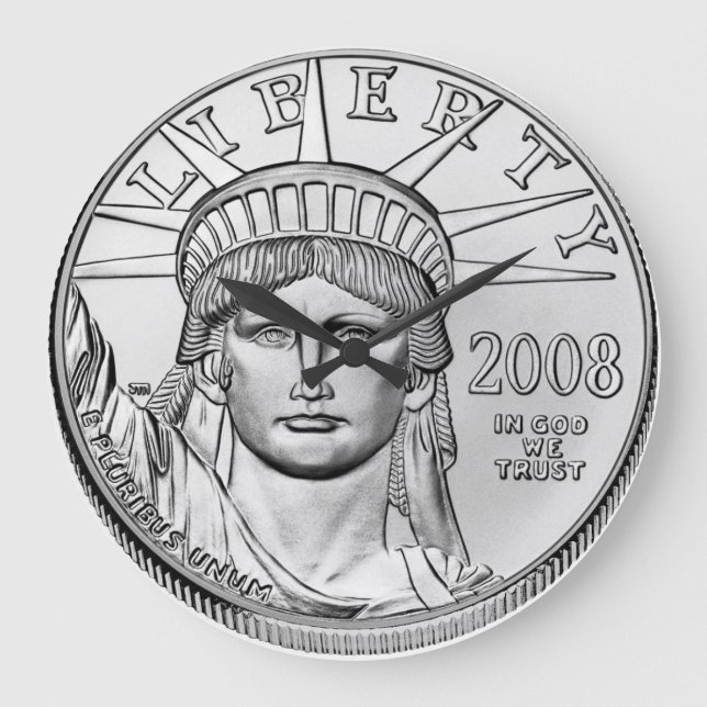 Amerikanska Eagle Platinum Reverse Proof Mynt Stor Klocka (Framsida)