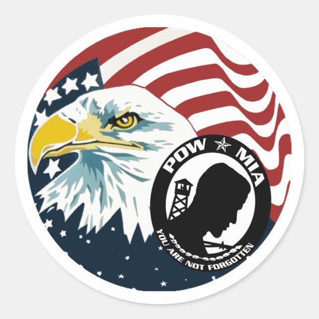 Amerikanska Eagle POW-MIA Runt Klistermärke (Framsida)