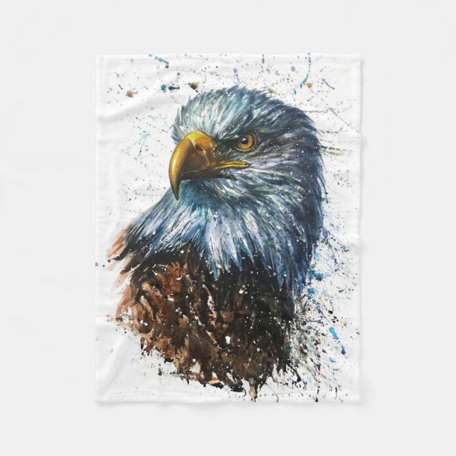 Amerikanska Eagle Watercolor Fleecefilt (Framsidan)