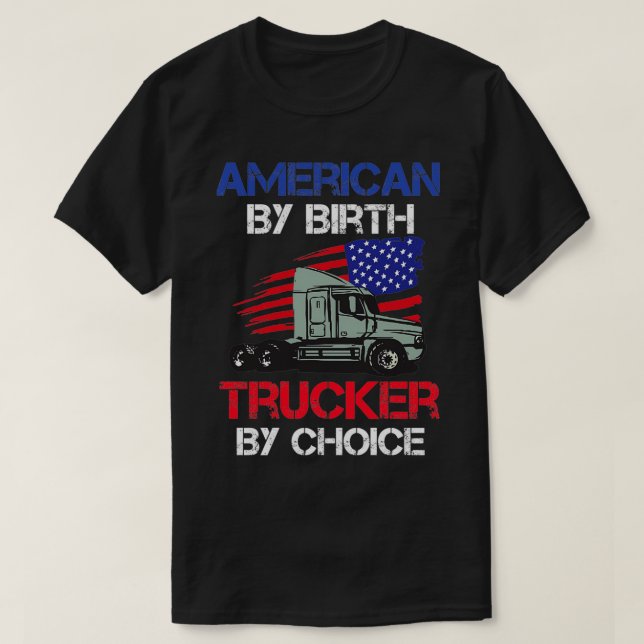 Amerikanska efter födelselastbilschaufförer genom  t shirt (Design framsida)