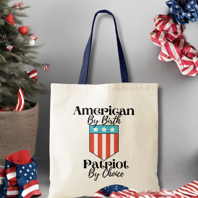 Amerikanska efter födelsemotoren efter Choice Retr Tygkasse (American By Birth Patriot By Choice Retro Tote Bag)