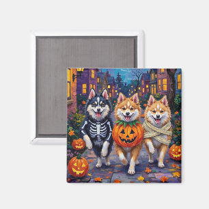 Amerikanska Eskimåhundar eller Trick-or-Treat på H Magnet