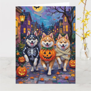 Amerikanska Eskimåhundar eller Trick-or-Treating H Kort