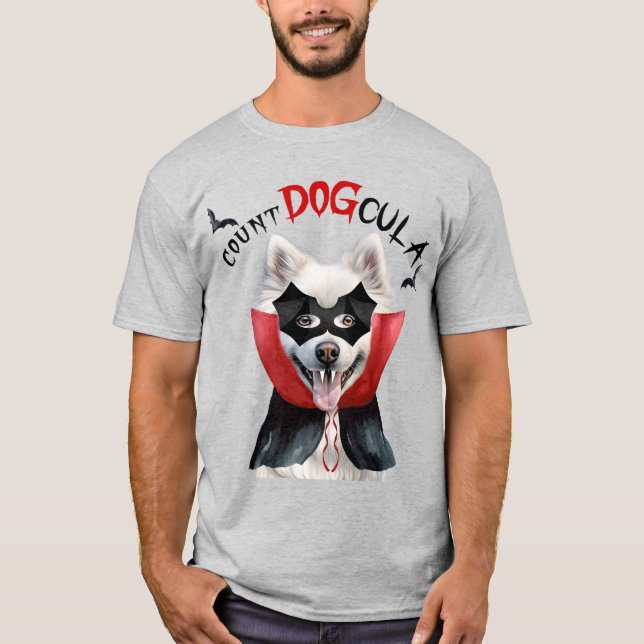 Amerikanska eskimo Count DOGcula Rolig hund Älskar T Shirt (Framsida)