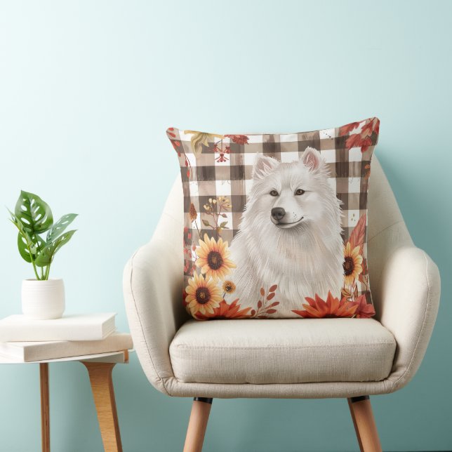 Amerikanska eskimo Fall Watercolor Flowers Kudde (Stol)