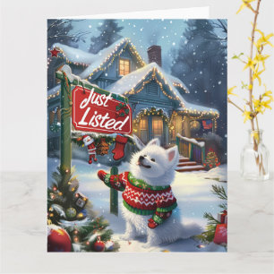 Amerikanska eskimo Festive Humor Realtor jul Kort