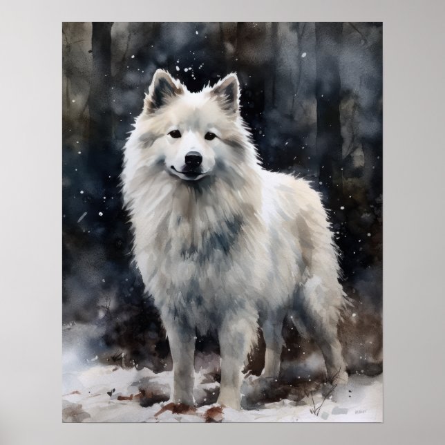 Amerikanska eskimo Hund Art Print Poster (Framsidan)