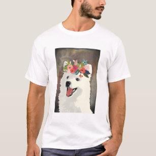 Amerikanska eskimo Hund aveln Flower Krona T Shirt