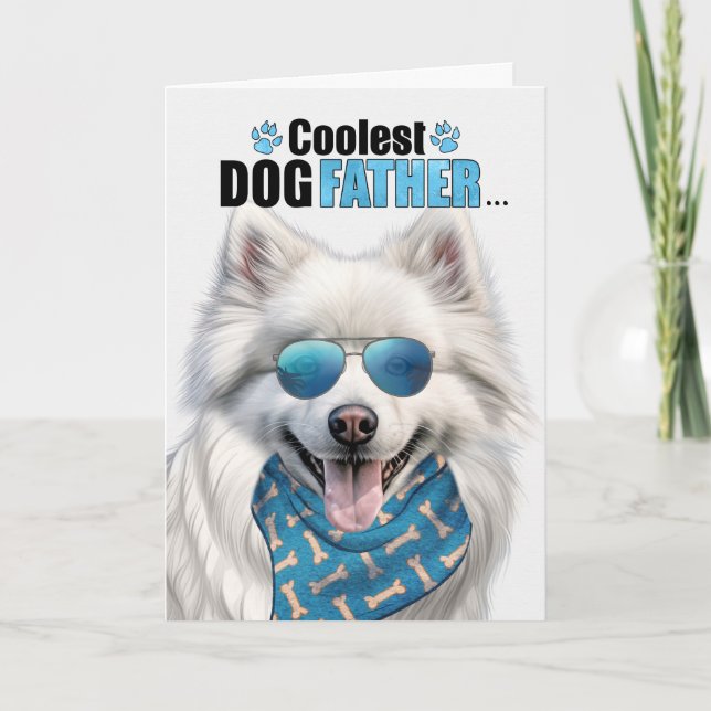 Amerikanska eskimo Hund Coolest Pappa All Fars dag Helgkort (Framsida)