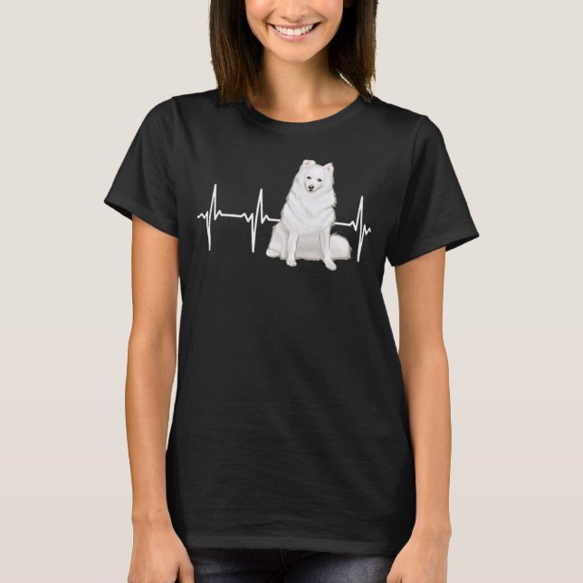 Amerikanska eskimo Hund Heartslag Hund älskare T Shirt (Framsida)