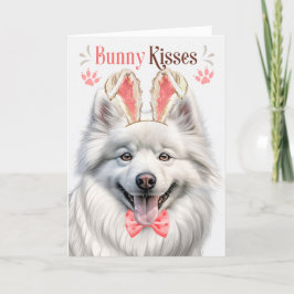Amerikanska eskimo Hund i Bunny Öron för Påsk Helgkort