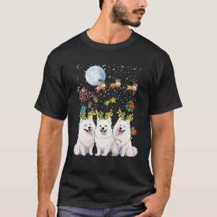 Amerikanska eskimo Hund Julafton Ljus Reindeer San T Shirt