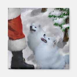 Amerikanska eskimo-Hund julgåvor Magnet