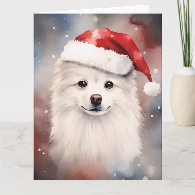Amerikanska eskimo-Hund jultomten Tassar Festive Kort (Framsida)